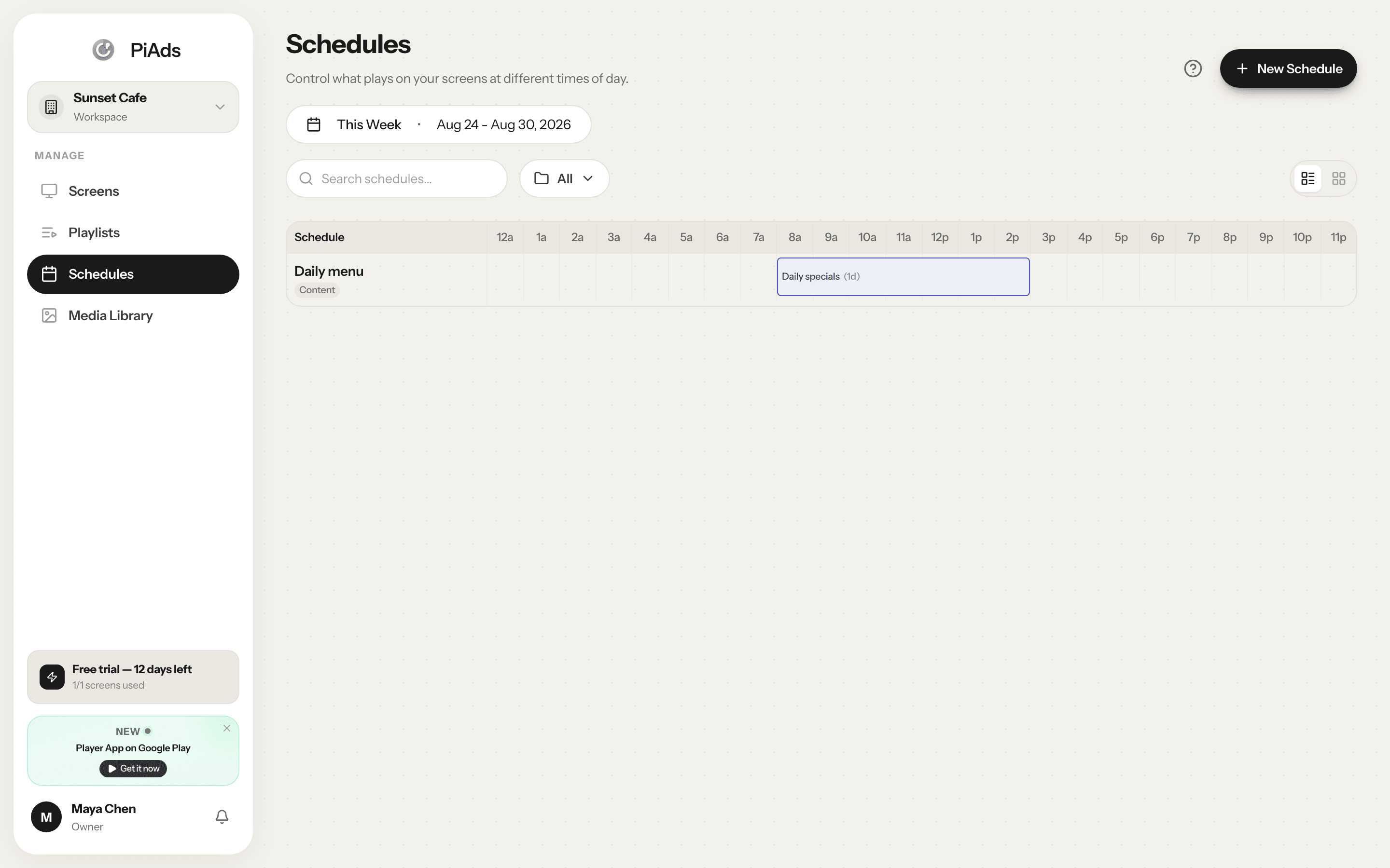 Slow-Day Scheduler — PiAds dashboard